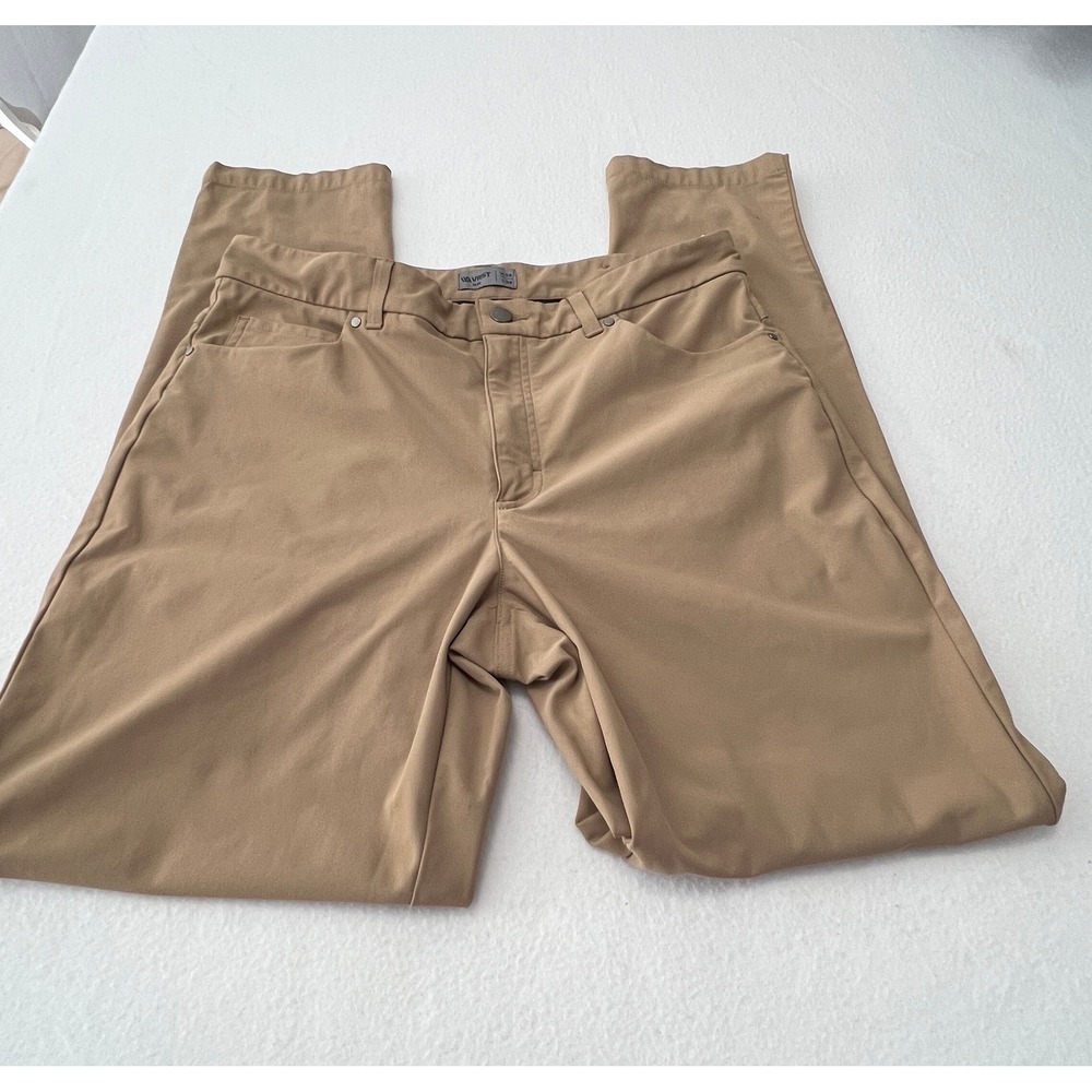 VRST Slim Fit Pants Mens 34x33 Long Tan Khaki Stretch Performance Chino Golf